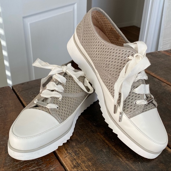 Donald J Pliner Flipp Gray Perforated Low Tip Platform Sneakers Size 8 - Picture 3 of 11